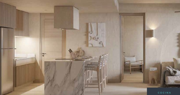 Ardeh Tulum — kitchen with marble island