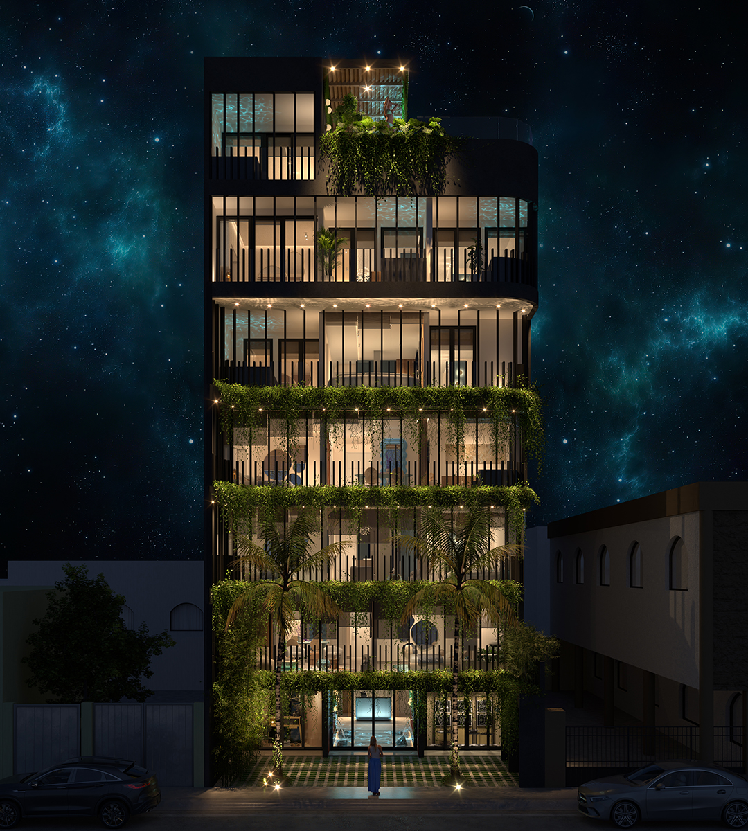 Corazón de Playa — building facade at night