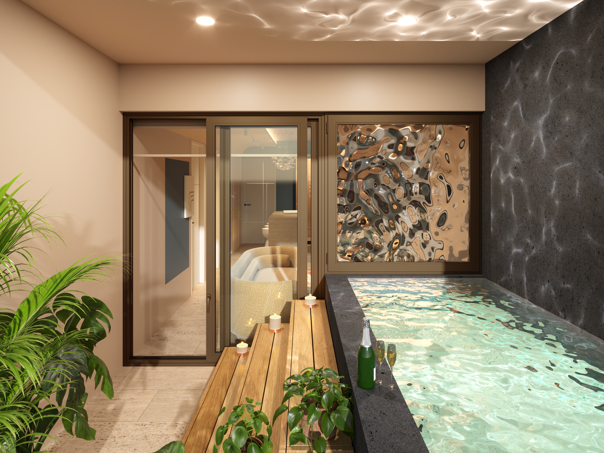 Corazón de Playa — private terrace with plunge pool