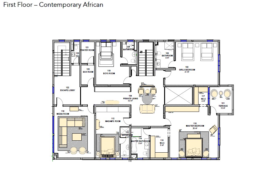 First floor plan — Contemporary African
